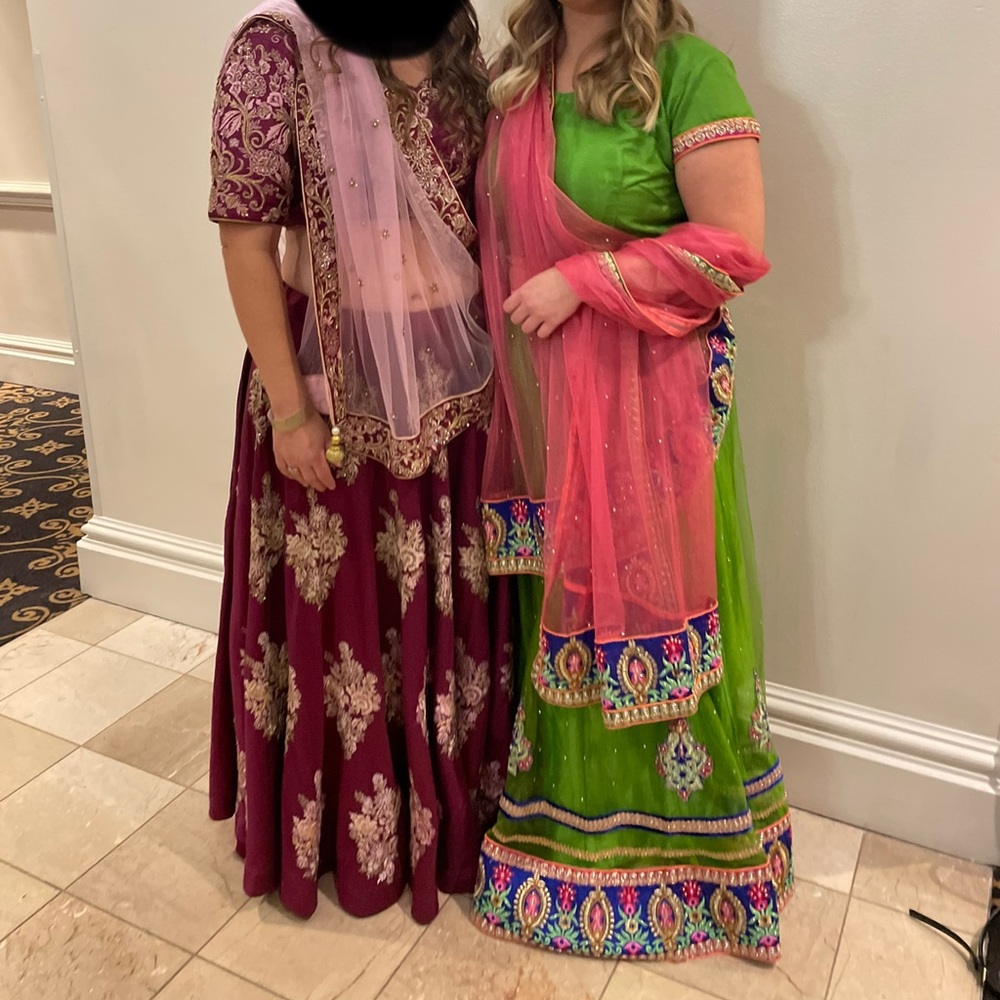 Green Embroidered Lehenga